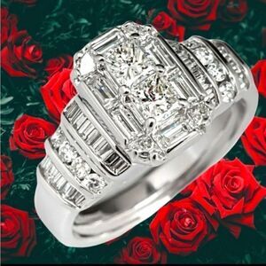 Glimmering Elegance Clear White Diamond Ring on 925 Sterling Silver -  Women's 
